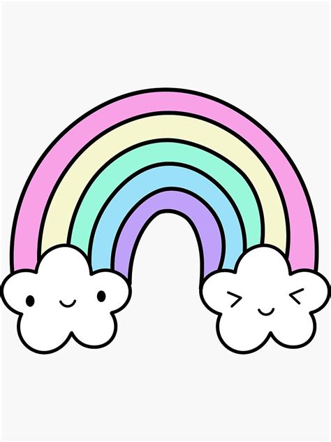 Cute Kawaii Rainbow Pastel Colors Sticker For Sale By Mariekawaii