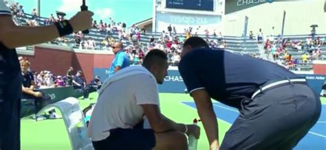 nick kyrgios receives on court pep talk from us open umpire metro news