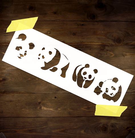 Panda Border Stencil Reusable Diy Craft Mylar Stencil Home Etsy