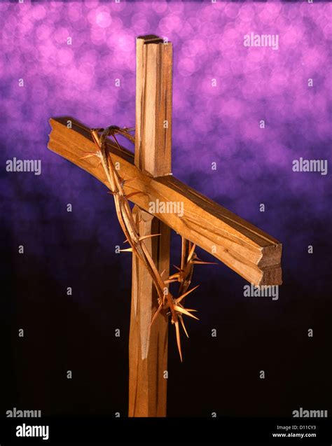 Wooden Cross And Crown Of Thorns Stock Photo Alamy