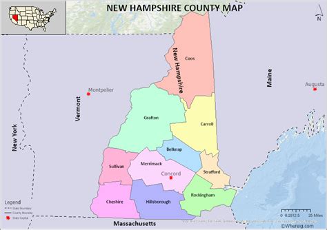 New Hampshire County Map List Of Counties In New Hampshire With Seats