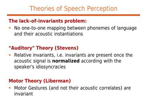 Theories Of Speech Perception