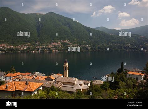 Italy Lombardy Lakes Region Lake Como Laglio Town Church Stock