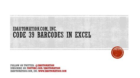 How To Create Code 39 Barcodes In Microsoft Excel Youtube