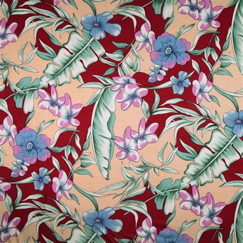Cornflower And Pink Tropical Print Rayon Jersey Jersey Prints