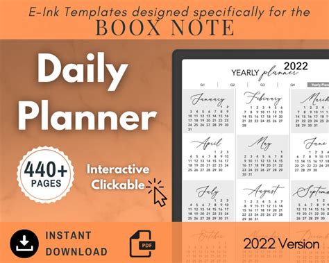 2022 Boox Note Template Weekly Daily Planner Eink Template Etsy Australia