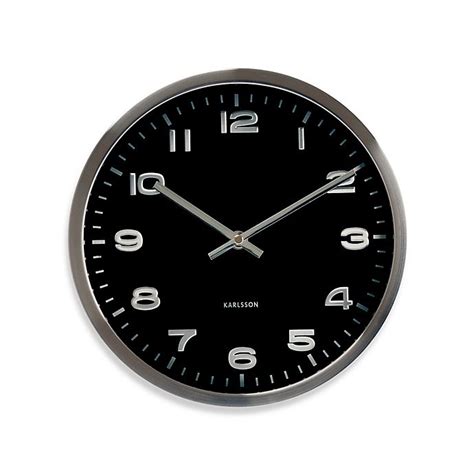 Present Time Karlsson 10 Inch Mini Maxie Wall Clock In Chrome And Black