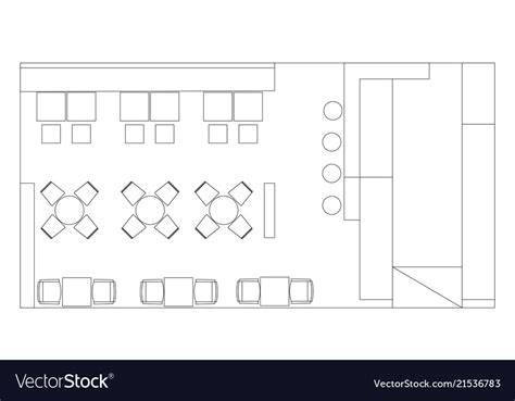 Standard Cafe Furniture Symbols On Floor Plans Vector Image