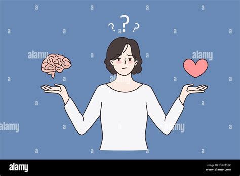 La Mujer Dudosa No Está Segura De Elegir Entre El Cerebro Y El Corazón