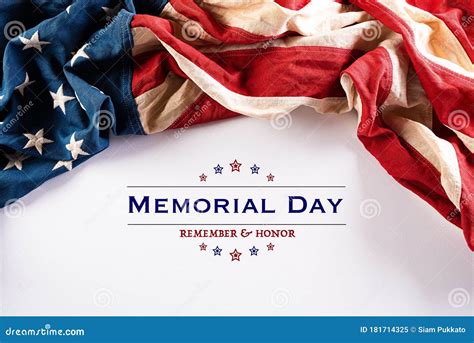Happy Memorial Day American Flags With The Text Remember And Honor