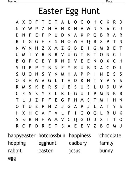 Easter Egg Hunt Word Search Wordmint