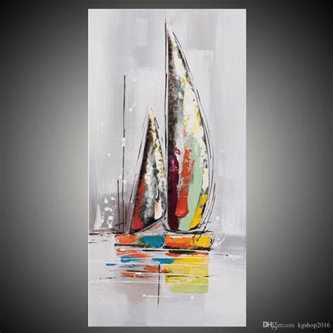 Kgtech Multicolor Boat Artwork Handmade Acrylic Painting Modern