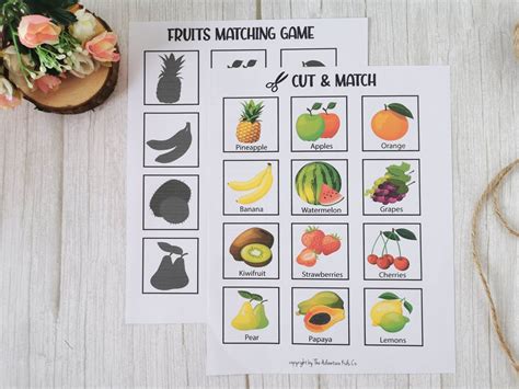 Preschool Fruit Matching Game Printable Fruit Learning Etsy