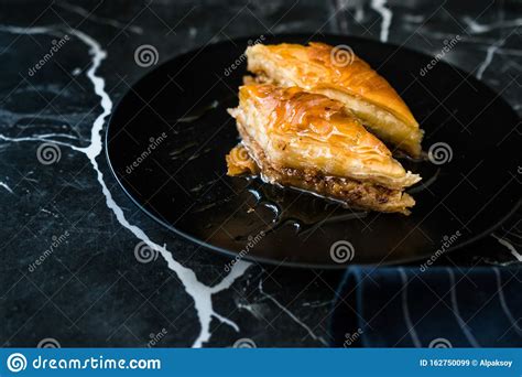 Homemade Turkish Dessert Organic Baklava With Honey Stock Image Image