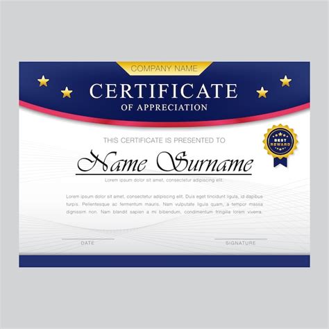 Premium Vector Blue Modern Certificate Design Template