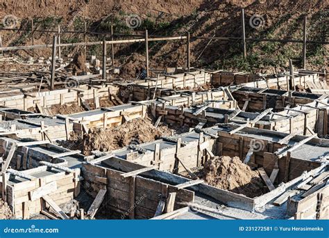 Strip Foundations With Formwork During The Construction Of A House