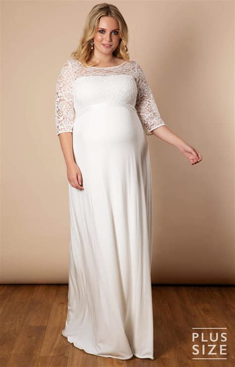 Lucia Plus Size Maternity Wedding Gown Long Ivory White Maternity
