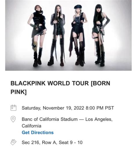 [blackpink] 2 tickets for world tour born pink 2022 la sat nov 19 2022 1 150 00 picclick