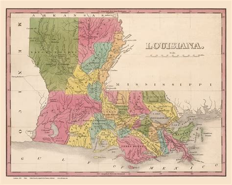 Louisiana 1836 Old State Map Finley Reprint Etsy