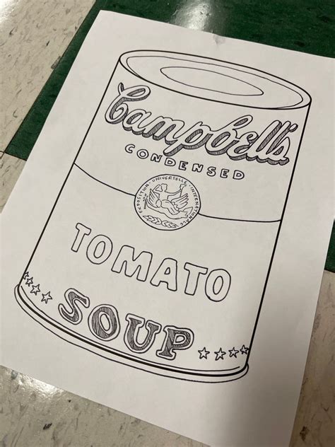 Andy Warhol Soup Can Coloring Page Etsy