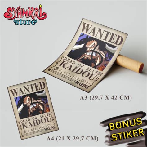 Kaido Poster Wanted Bounty One Piece Terbaru Shopee Indonesia