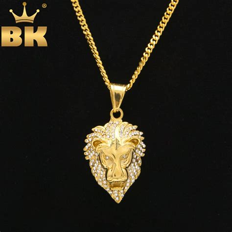 60cm Length Cuban Hip Hop Lion Head Pendant Necklace For Men Luxury
