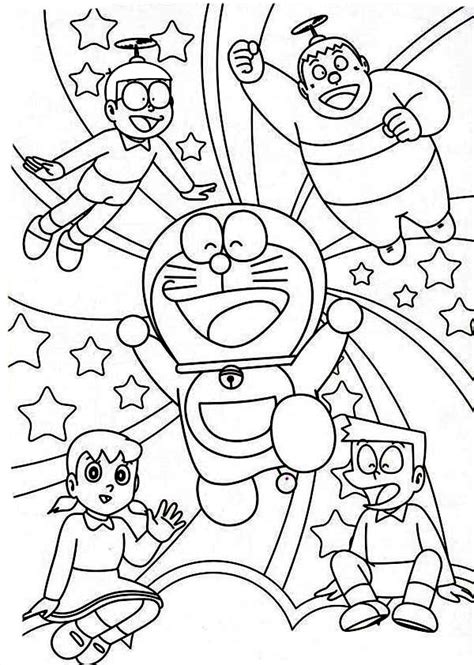 Nobita Shizuka Suneo Giant Doraemon Happy Together Coloring Pages NetArt