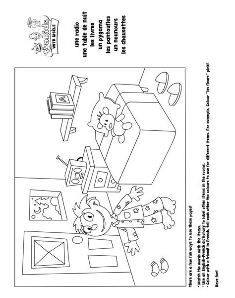 Check spelling or type a new query. Preschool French Printable - Match the bedroom words with ...