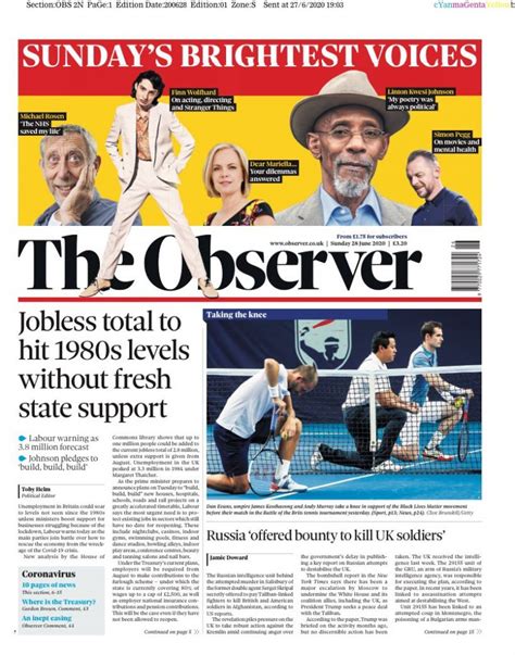 front pages 28th of june 2020 tomorrow s papers today