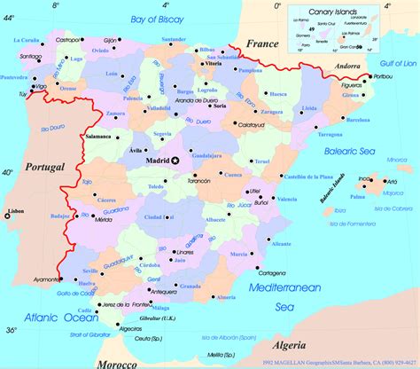 España Mapa Político Ciudad | Mapa Espana Político Región 