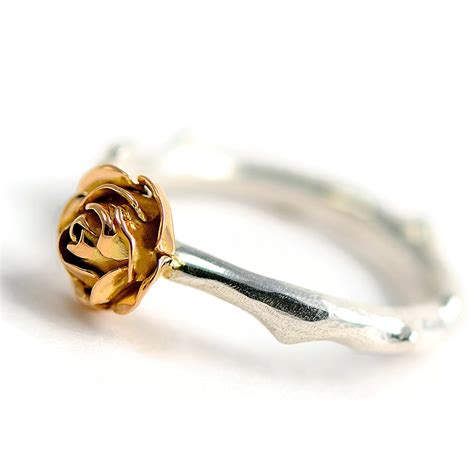 18 Ct Solid Rose Gold Rose Ring Engagement Ring Handmade Jewellery