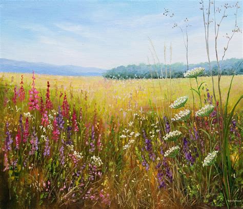 Summer Meadow Oil Painting On Canvas Original Painting Flowers Etsy