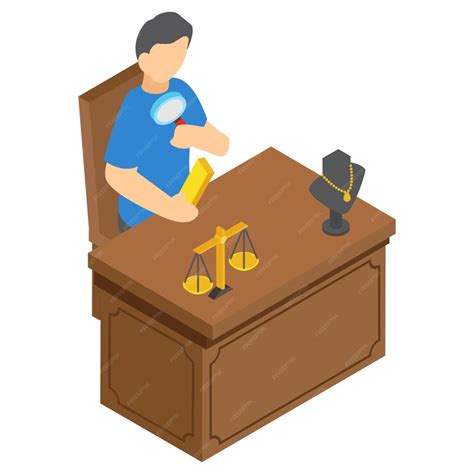 premium vector goldsmith sitting behind the table isometric concept jewel maker repairing