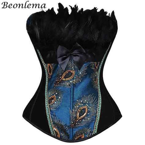 beonlema goth black sexy corsets overbust gothic vintage bustier chic feather masquerade