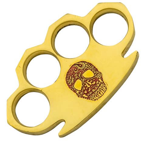 Real Brass Knuckles Heavy Duty Day Of The Dead Red