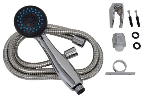 Hand Held Shower Kits 3 Function Chrome With Chrome Double Hooked Stainless Steel Hose