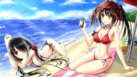 Wallpaper Illustration Sea Long Hair Anime Girls