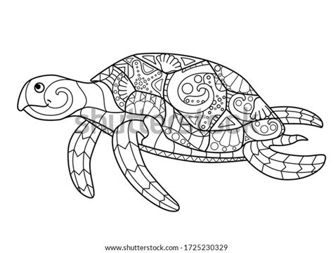 Sea Turtle Zentangle Antistress Coloring Page Stock Vector Royalty