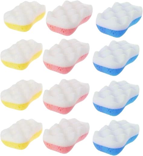 12 Pack Bath Sponges For Adults Body Sponge With Smooth And Rough Side For Exfoliating