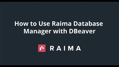 How To Use Raima Database Manager With Dbeaver Youtube