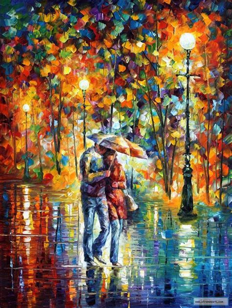 Rainy Evening — Palette Knife Oil Painting On Canvas By Leonid Afremov