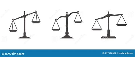 Scale Of Justice Icon Vector Set Leaning On One Side Scale Of Justice