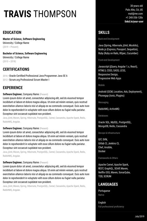 Html Css Resume Template 10 Free Professional Html And Css Cvresume