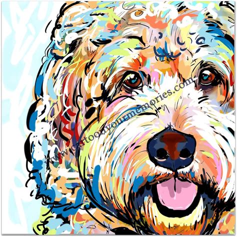 Smiling Doodle Goldendoodle Art Dog Art Pet Portraits