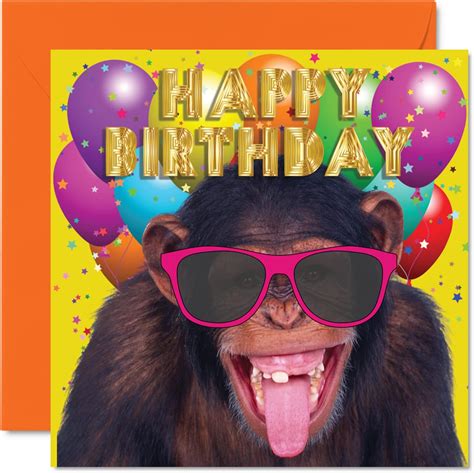Monkey Birthday Cards For Men Women Monkey Party Funny Happy