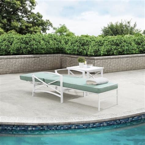 Crosley Kaplan Metal Patio Chaise Lounge In Mist And White 1 Kroger