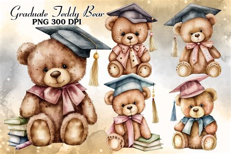 Graduate Teddy Bear Watercolor Clipart Graphic By Cat Lady · Creative