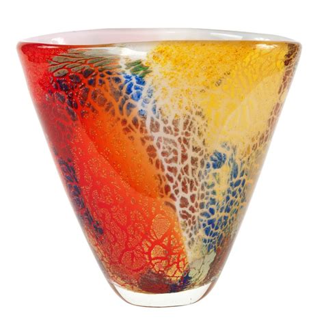 Luxury Lane Hand Blown Multicolor Abstract Art Glass Vase 8 Tall