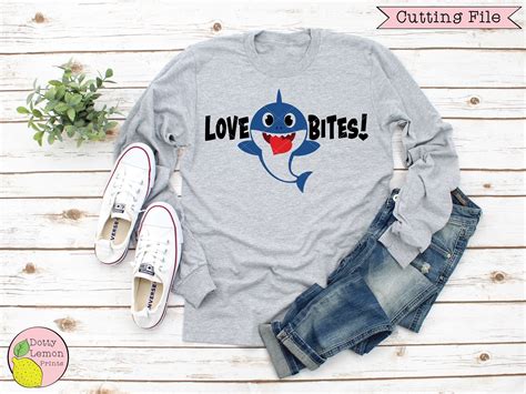 Baby Shark Valentine SVG Heart Valentines Day svg Love Bites | Etsy
