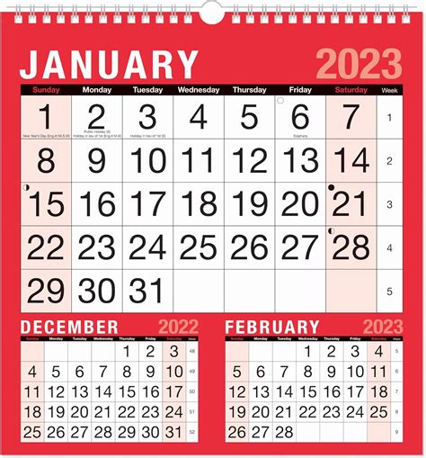 Quickdraw 2023 Three Months To View Planner Hanging Wall Calendar Wiro